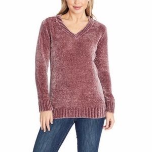 ORVIS | Chenille Sweater V- neck Plum Sweater Tunic | Size S